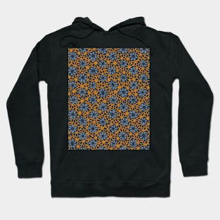 Batik Florals in Deep Mustard and Navy Blue Tones Hoodie